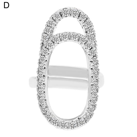 Inel de unghii Hollow strălucitor stras încrustat strălucitor reglabil deschidere geometrică manichiură inel comun femei