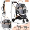 Foldable 3-in-1 Dog Cat Stroller, Pet Stroller with 360° Wheels, Storage Basket, Mesh Window, Cup Holder