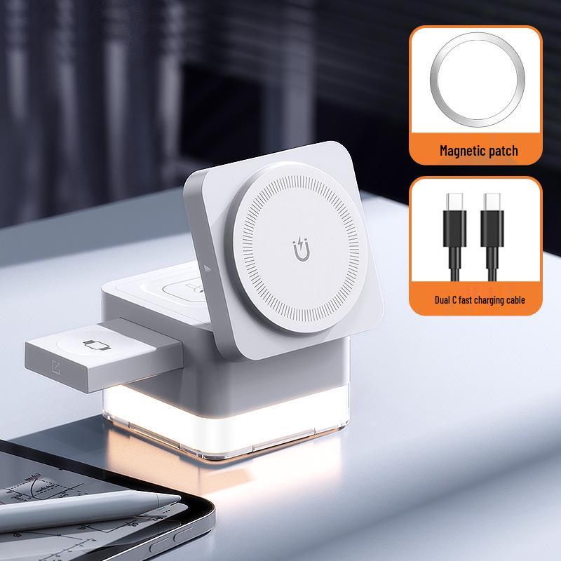 MagSafe 3-in-1 Wireless Charger for Apple Watch, iPhone, Night Light & Earphones AI