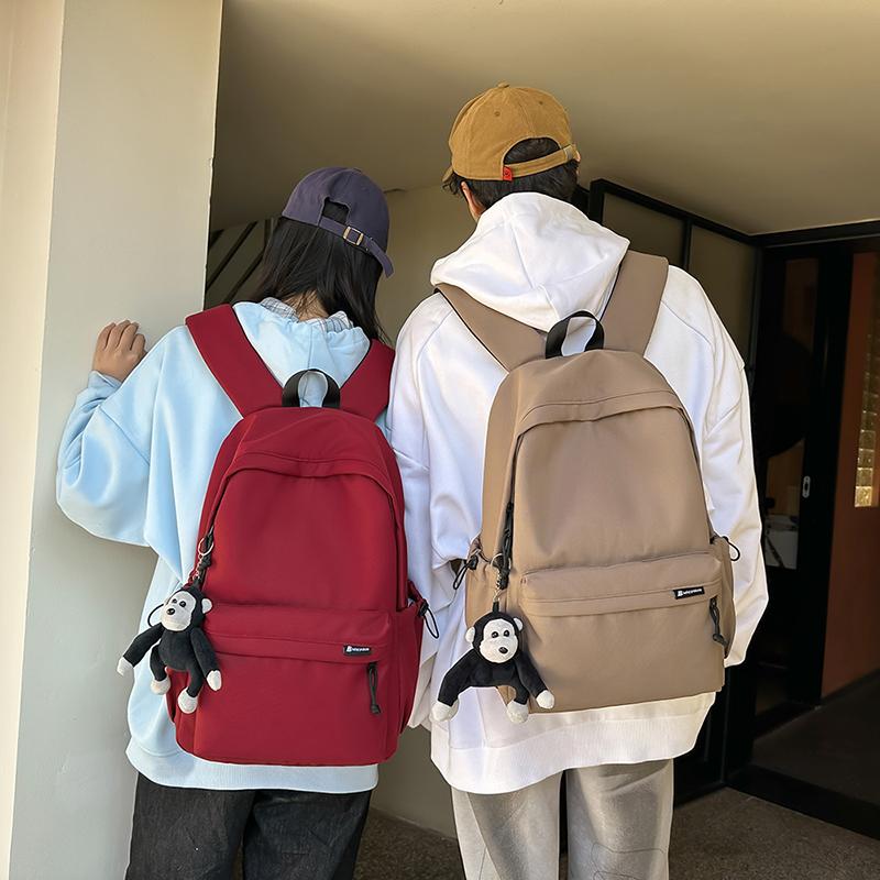 

Men s Large Capacity Solid Color Backpack Women Travel Bag Junior High School Student Schoolbag белый
