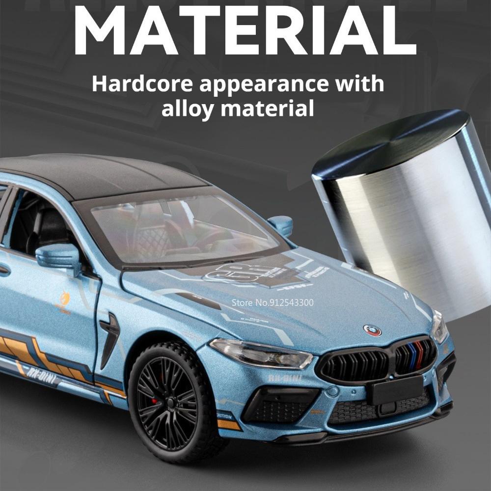 1:32 Scale M8 M4 Sports Car Model Toy Wheel Steering Doors Opened Supercar Sound Light Miniature Models Gifts for Children