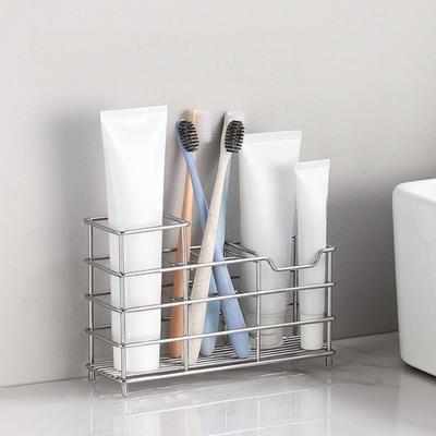 304 Stainless Steel 6 Grids Toothbrush Holder Easy To Clean Ventilated Shower Table Bracket Hanging Non-Slip