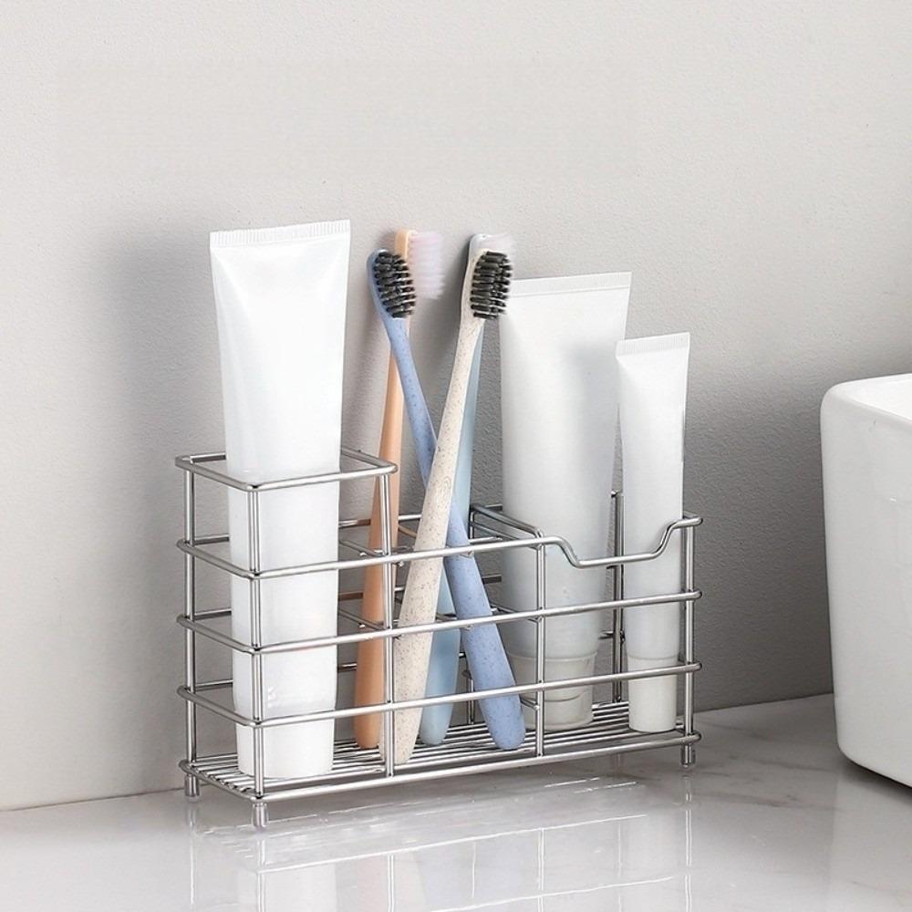 304 Stainless Steel 6 Grids Toothbrush Holder Ventilated Easy To Clean Shower Table Bracket Hanging Non-Slip