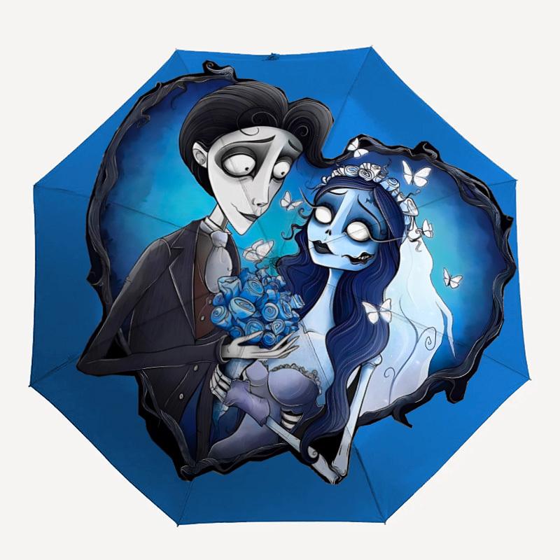 

1pc Corpse Bride 8-Ribs Sturdy Frame, Automatic Open/Close, Durable & Colorful Ideal for Beach, Travel, And All Seasons, 10184