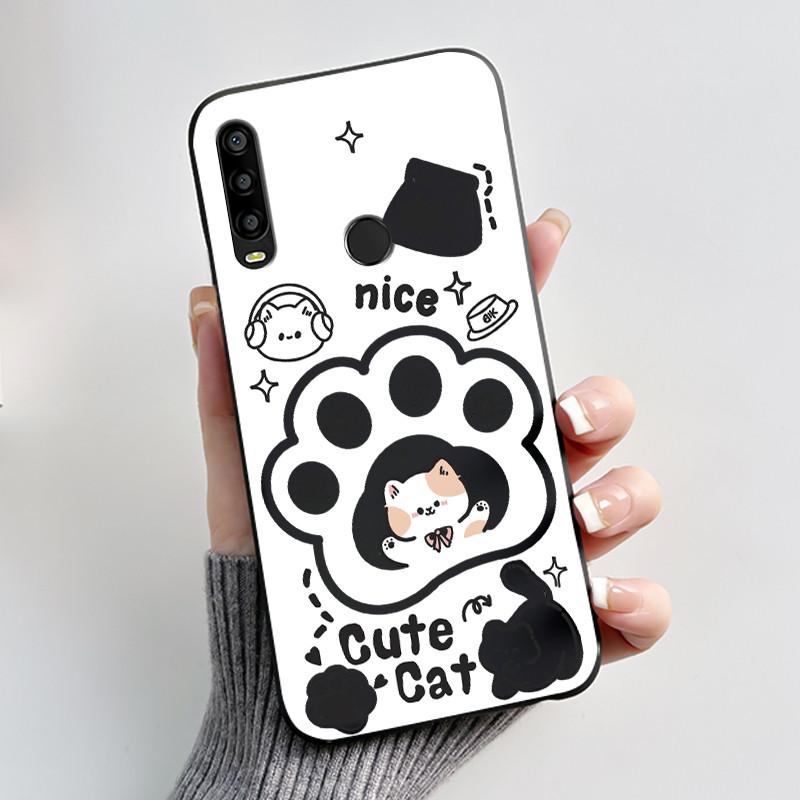 Casing For TCL L10 Pro Case Aesthetic Fashion Cute Cat Cartoon Pattern Shockproof Soft Silicone Back Cover Black TPU Phone Case