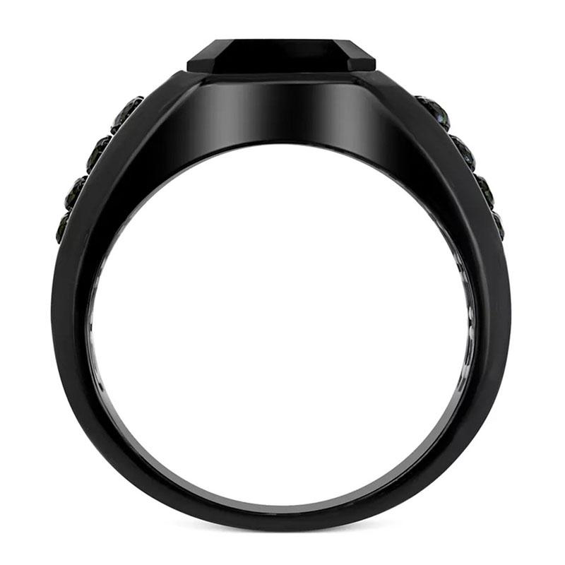 Vânzare Fierbinte Inel Bărbați Aliaj cu Pietre Geometrice Negre de Zirconiu Cristale Strasuri de Înaltă Calitate pentru Petrecere Accesorii Zirconiu