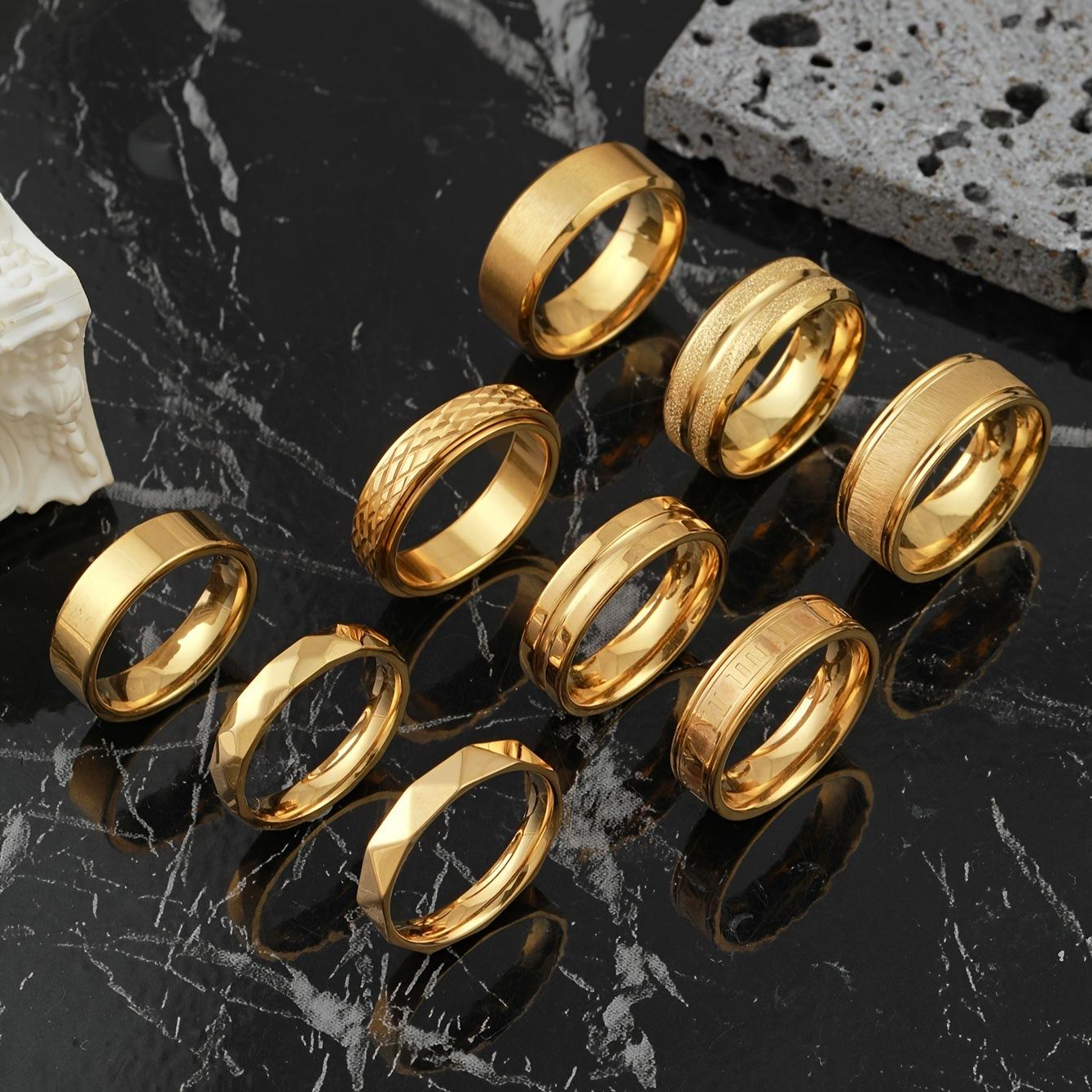 304 Stainless Steel Ring Middle Groove Matte Ring for Women Fashionable High-end Titanium Steel Ring Set 9No.