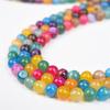 Multicolor Stripe Agates Stone Round Beads 15"Strand Smooth Loose Spacer Beads 4/6/8/10/12mm for Jewelry Making DIY Bracelets Accessories
