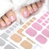 22Tips Vibrant Glitter Toenail Stickers Solid Color Full Cover Toenail Polish Strips Summer Self Adhesive DIY Foot Decals