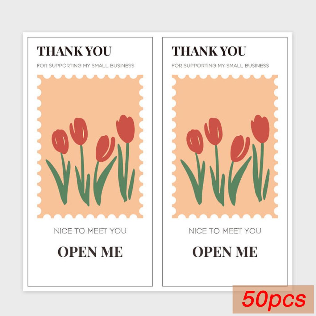 50 Pcs Flower Thank You Stickers Seal Labels For Gift Or Commodity Decor Stickers Small Business Packaging Sealing Stickers