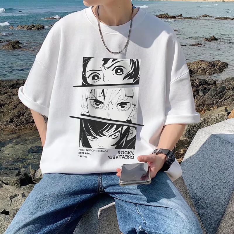 Demon Slayer Anime Printing Oversized Cotton Tshirt Men and Women Comfortable Fashion Street Y2K  Summer Trend Harajuku Tshirt