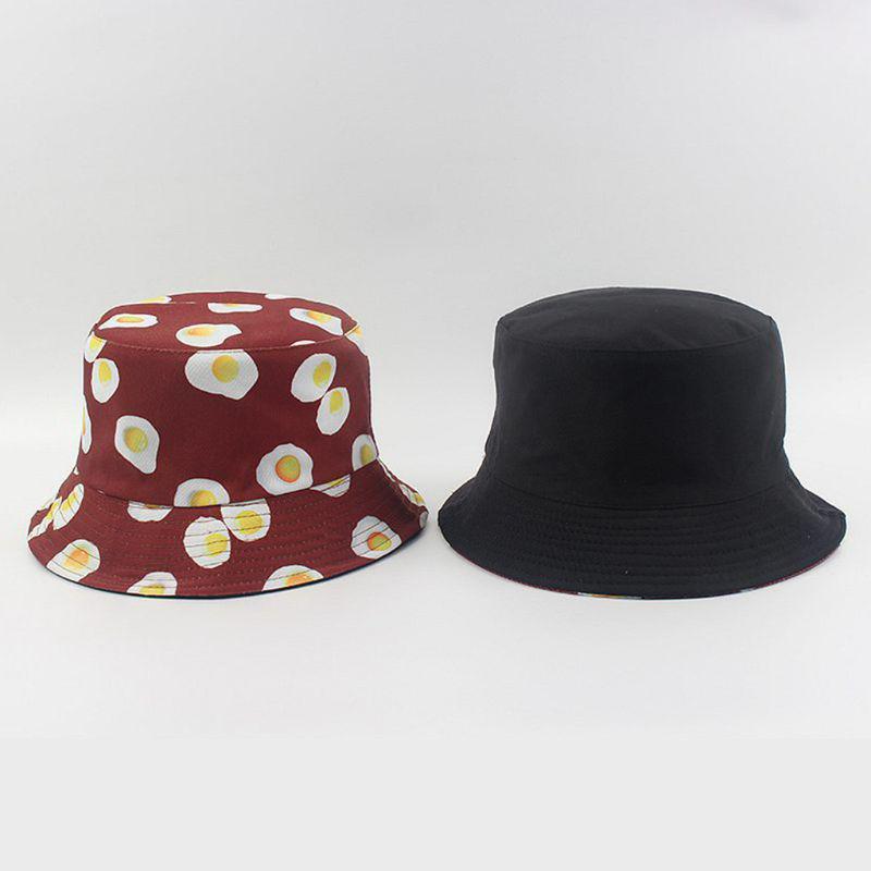 Cotton Bucket Cap Fried Egg Yolk Print 