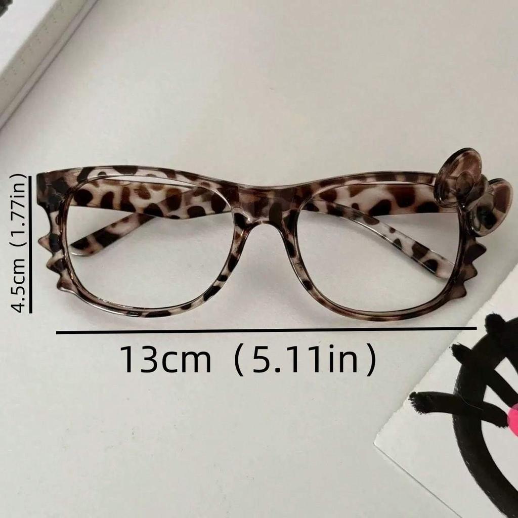 1 Stück Leopardenmuster Randlose Faux-Schildpatt Runde Brille, Ohne Gläser, Niedlich für No-Makeup-Look, Retro & Modisch