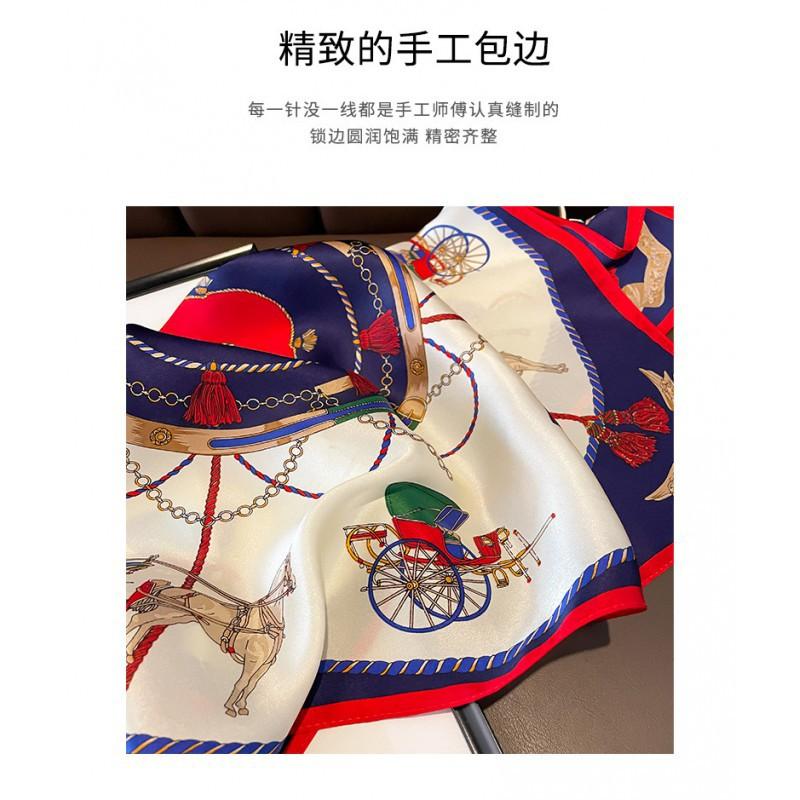 Wind Chain Silk Scarf Foreign Style Fashionable Square Printed Age-reducing Multifunctional Mulberry