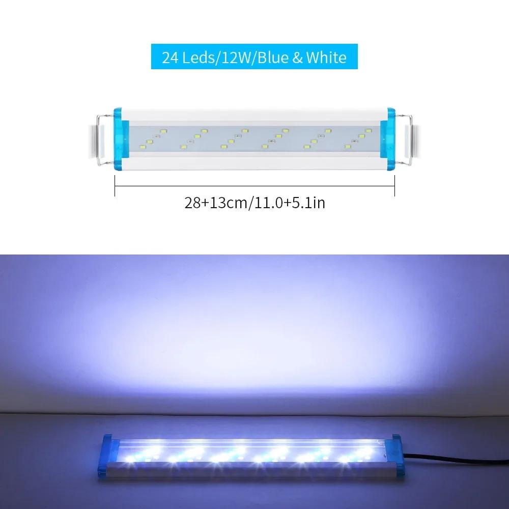 Super Slim LEDs Aquarium Lighting Aquatic Plant Light Extensible Clip On Lamp 18-75CM For Fish Tank 90-260V