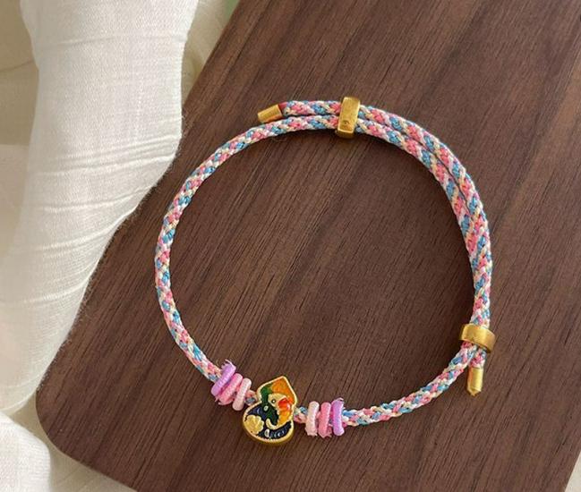 Chinese Style Woven Cotton Rope Geometric Bracelet with Copper Coin Design - Versatile, Fashionable, and High-end Jewelry