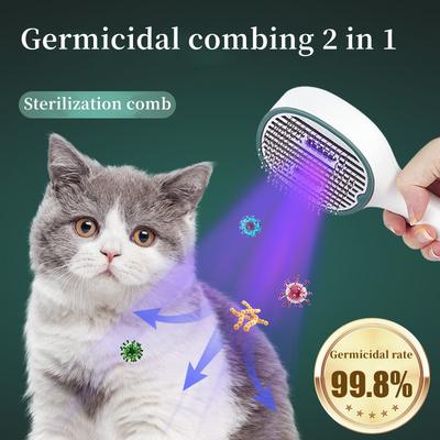 Katzenkamm, Hundehaarentfernerbürste, UVC-Sterilisation, Tierpflege, Zupfnadelkamm, entfernt verfilzte, selbstreinigende Tierbedarfsartikel