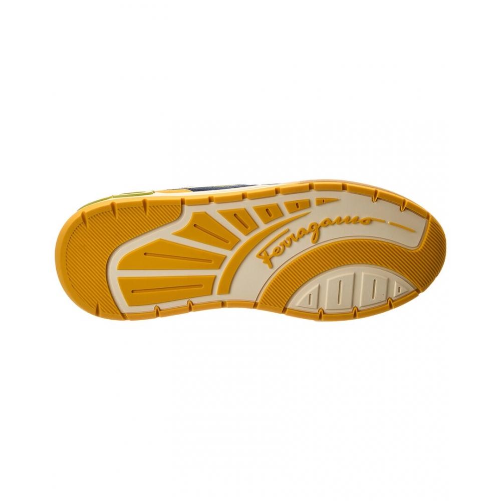 Salvatore Ferragamo Ferragamo Cosma Low Langur Bitume Leather   Suede Sneaker White