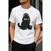 Plus Size - Men's T-Shirt S-5XL Featuring A Cute Black Cat Family Graphic Print - A Casual Short-Sleeve Round-Neck Top With A Relaxed Fit,