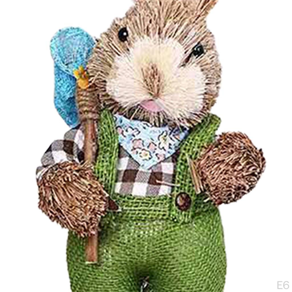 Söt Straw med morot Påsk Samlarobjekt Bonde Stående Kanin Staty Vävda Hantverk med Morötter för