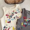 Kids Summer Letter Graffiti Tank Top Boys Girls Thin Fashionable Versatile Camisole