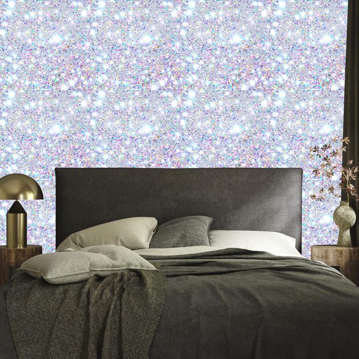 Iridescent glitter wallpaper light gray, blue and azure 50x1000