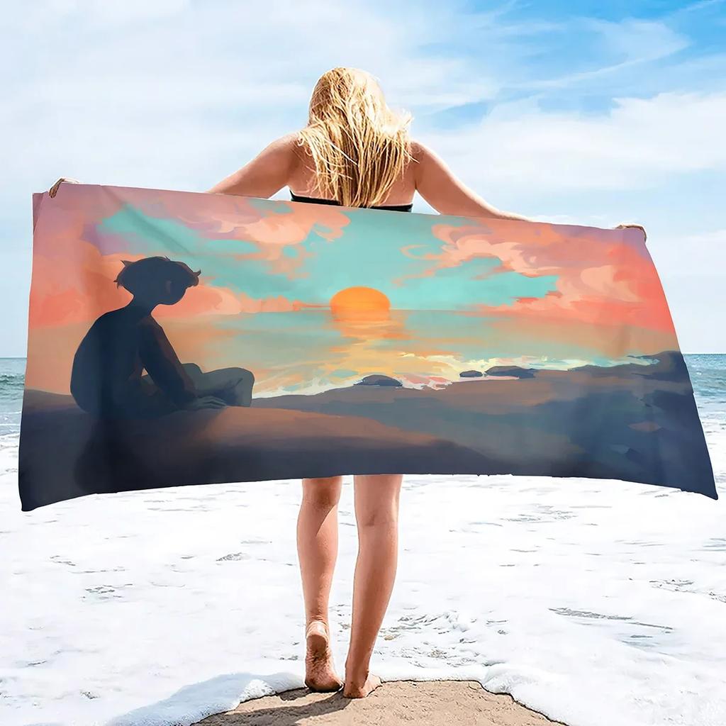 Sunrise Bath Towel Large Soft Lightweight Bath Sheet Blanket Sand Towel Beach Blanket Sand Free-Microfiber Quick Dry Pool Towel