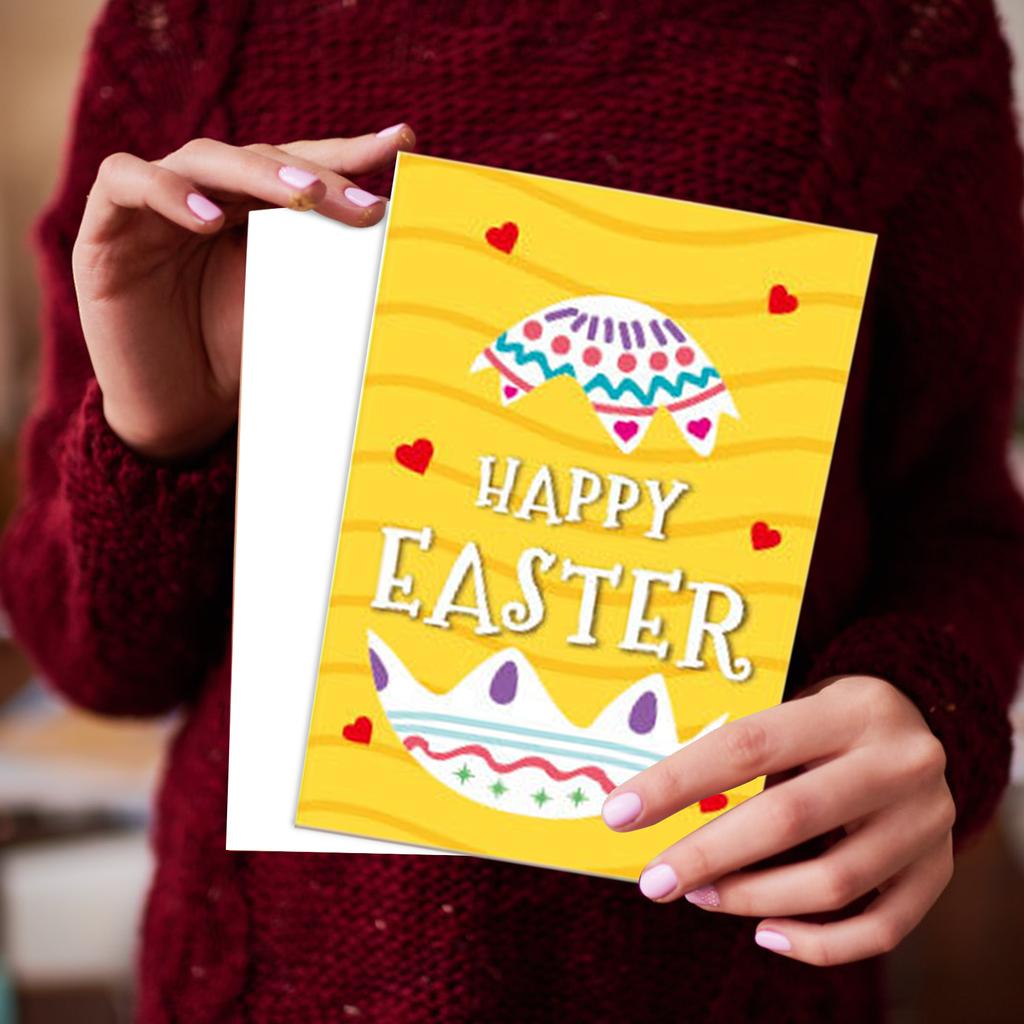 12 Easter Greeting Card Set, Easter Egg Bunny Fold With Envelope, Leave A Message Wishing Easter Card