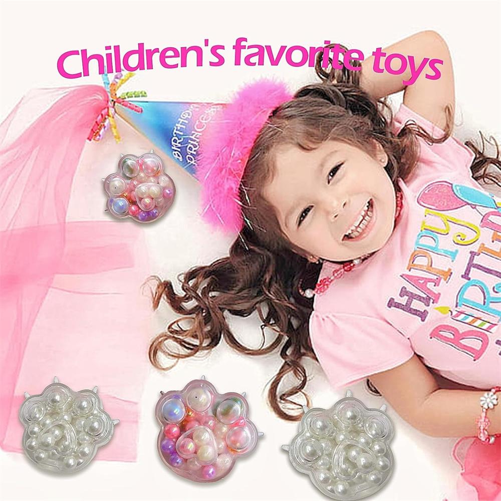 Handmade Grape Noisy Squishy Ball Colorful Beads Cat Paw Sensory Fidget Toys for Kids Adults Stress Relieve Squeeze Toys