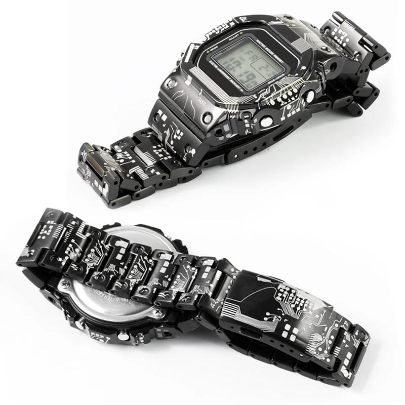 Zestaw Modyfikacyjny Tytanowo-Stalowy do Zegarka Casio G-SHOCK DW5600 GW-M5610 GWB5600 GMW-B5000 Metalowa Koperta Pasek Zamienny