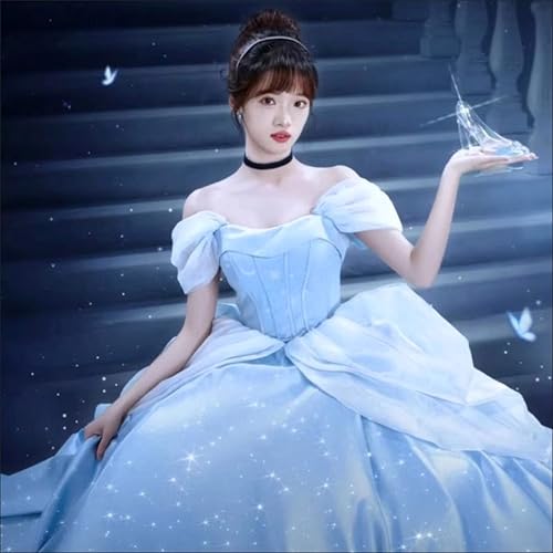 

[Hosaku Co., Ltd.] Premium Cinderella Fairy Tale Cosplay Costume, Magical Dress for Balls, Events, Weddings, Recitals, Cultural Festivals, School Fest