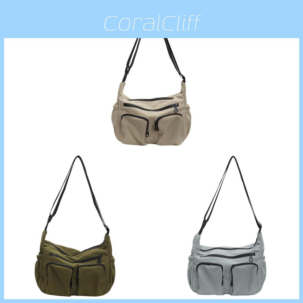 Casual Womens Nylon Shoulder Bag With Large Capacity And Zip Closure