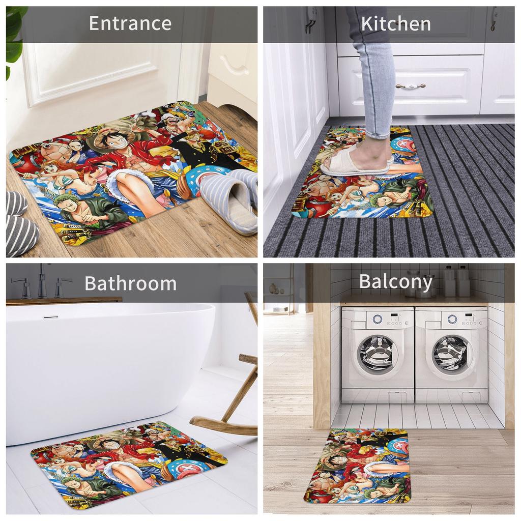 Anime One Piece Doormat Anti-Slip Bath Kitchen Mat Living Room Floor Door Entrance Carpet Rug