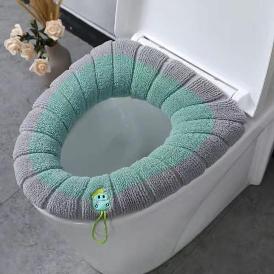 Toilet Seat Cover Mat Soft Velvet Fabric Universal Bathroom Toilet Seat Cover Washable Closestool