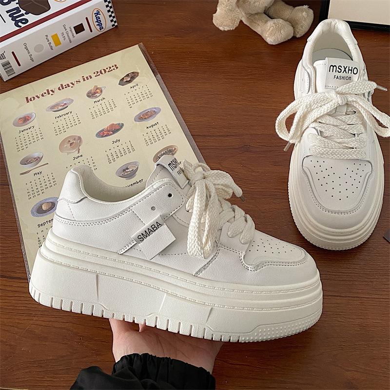 22 years early spring new thick-soled ins student height-increasing platform-soled casual sports board shoes 35 бежевый