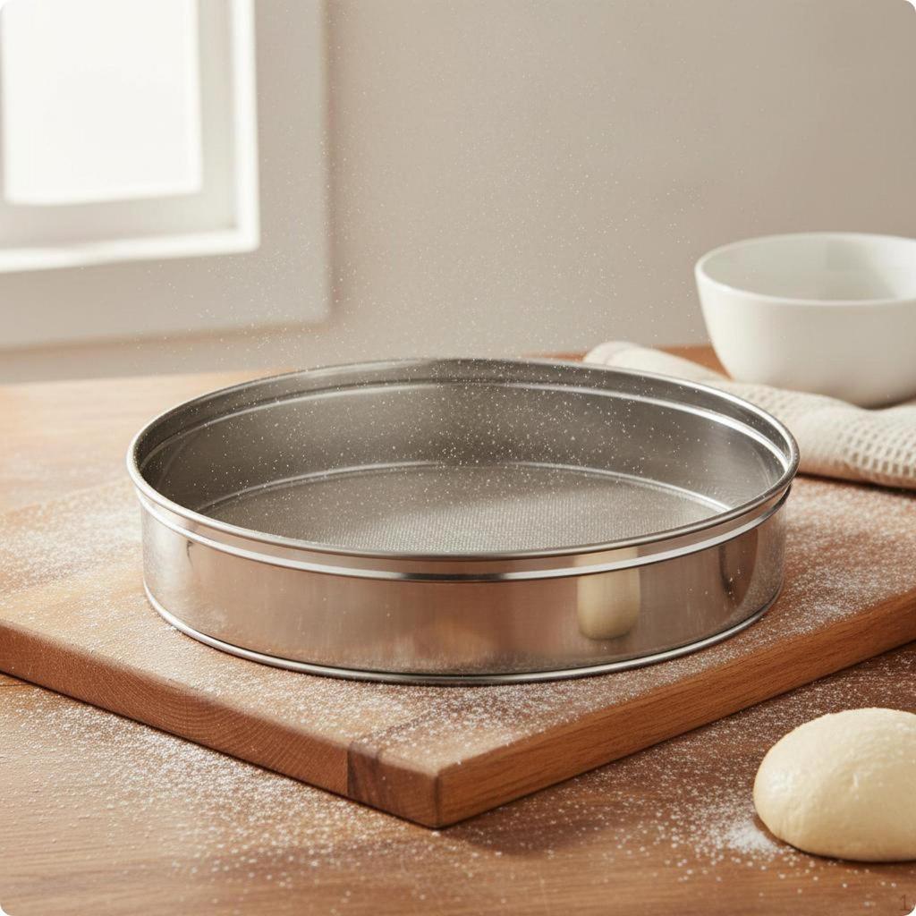 Round Flour Sifter Stackable Stainless Steel Easy to Clean Handheld Powder Sieve for Cooking