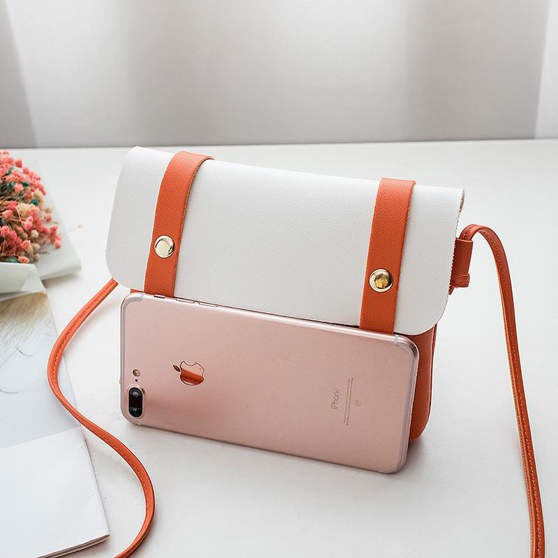 Women's bag contrasting color shoulder parallel bars mobile phone bag summer and autumn new product messenger mobile phone change bag