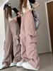 Jazz Dance Sweet Wear Cargo Hosen Set Sommer Casual Pink Tanzkleidung Hosen Damen Hohe Taille Sport Cargo Weitbeinige Hosen