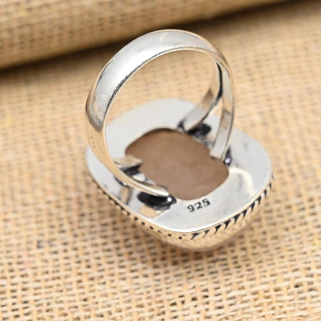 Håndlaget 925 sterlingsølvring med rosenkvarts til Thanksgiving