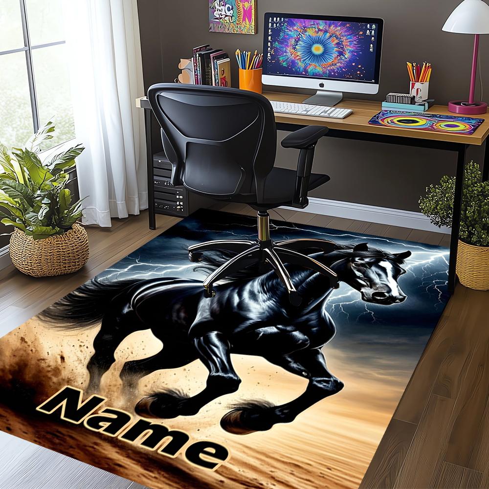 Custom Name Horse Printed Carpet,Rug for Office Chair Living Room Bedroom Kitchen Room Decor Gifts.