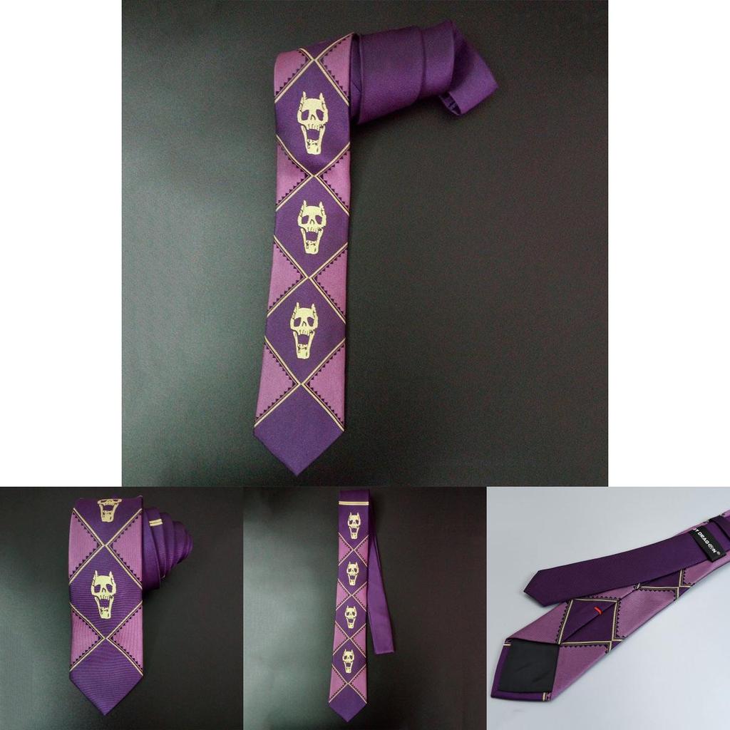 Wykwintny Jojo's Bizarre Adventure Killer Queen Kira Yoshikage Cosplay Czaszka Fioletowy Krawat