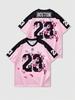 Sommer Pfirsichblüte Leopardenmuster Nr. 23 Bedrucktes Basketballtrikot T-Shirt Damen Modische Streetwear V-Ausschnitt Hiphop Lässiges Oberteil