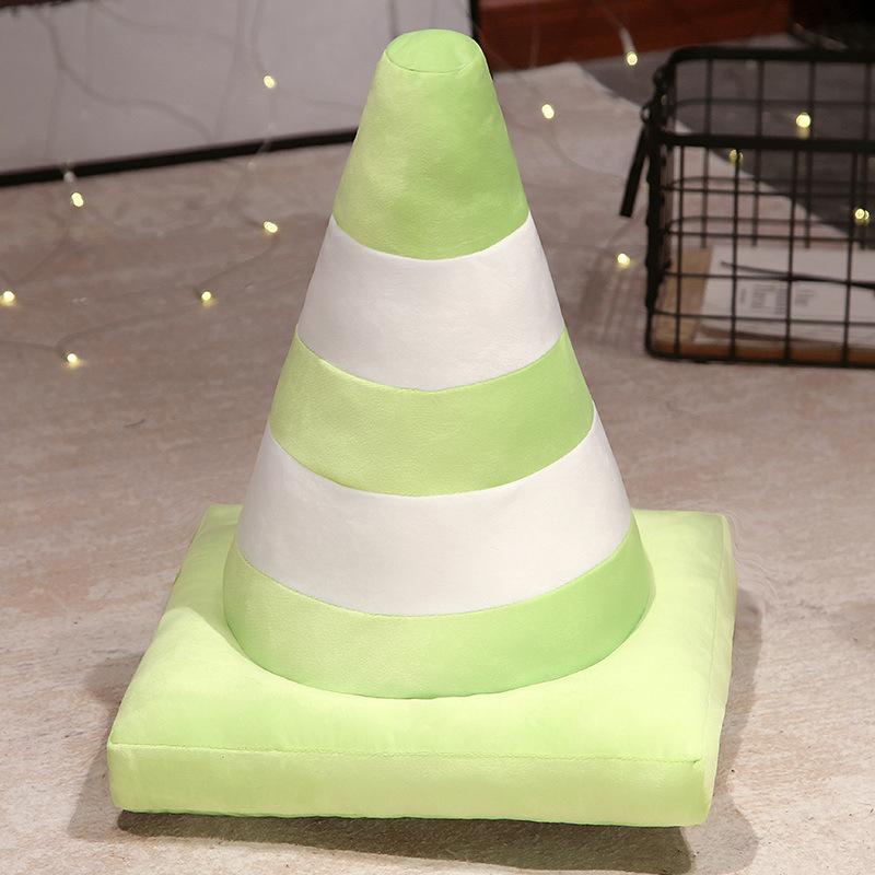 Creative Simulation Traffic Barricade Cone Bucket Throw Pillow Plush Toy Home Sofa Pillow Cushion Stage Performance Props 45cm（0.55k） зелёный