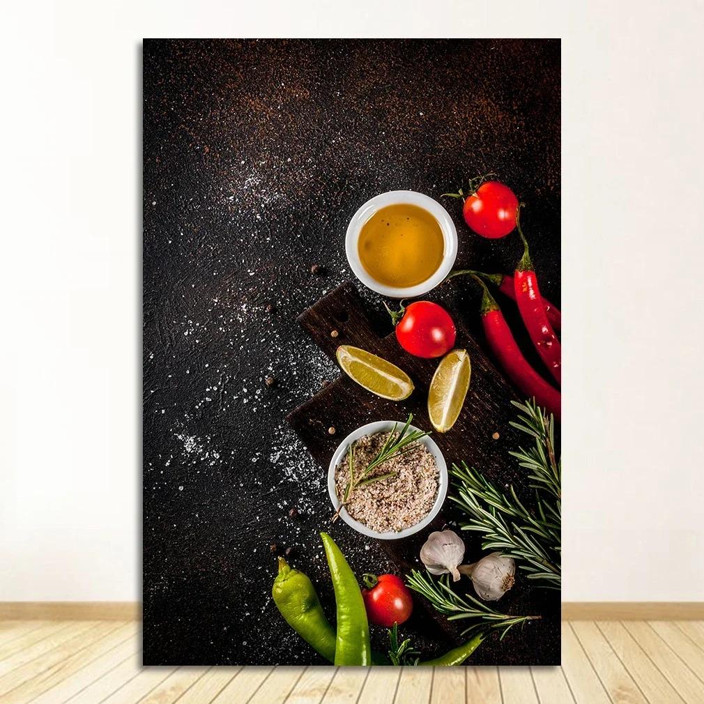 Scandinavian Minimalist Wall Art Kitchen Theme Mixed Herbs and Spices HD Canvas Poster Prints Home Bedroom Living Room Decor