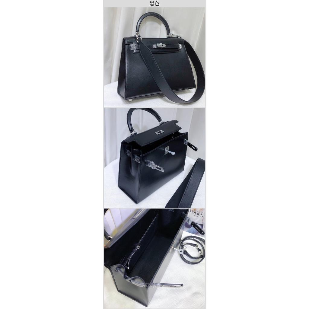 Haute couture version first layer box cowhide second generation Keli bag genuine leather women's bag commuter handbag shoulder messenger bag