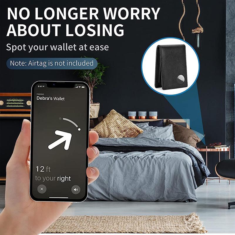 Men's RFID Anti-Theft Multi-Slot Wallet & AirTag Card Locator