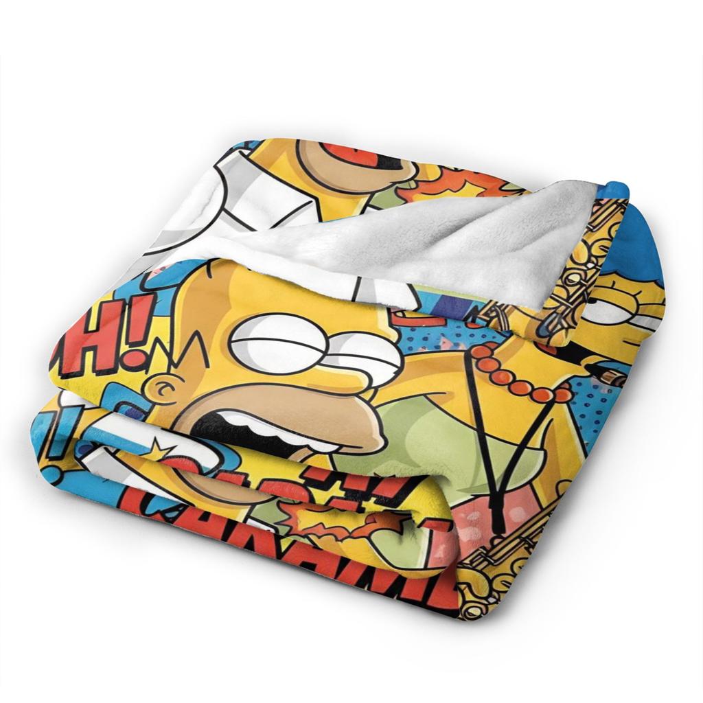 Dynamic Anime Family Vivid Portrait Flannel Blanket The Simpsoned Soft Durable Throw Blanket for Living Room Bedspread Bed Cover
