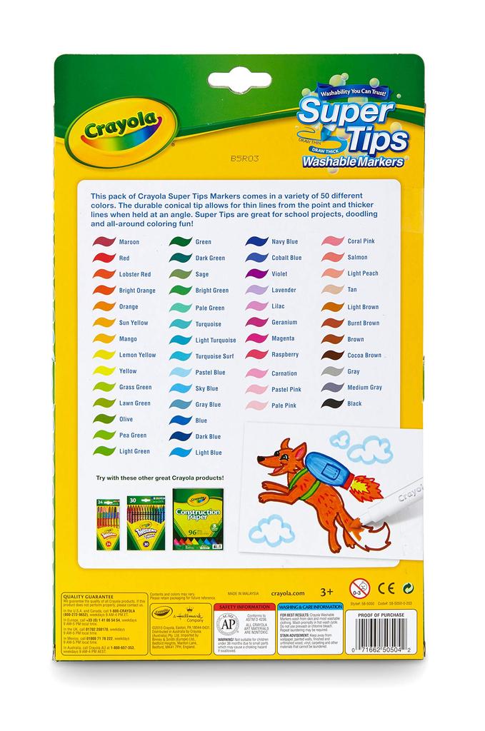 Crayola Marker Removable Marker Pen 50 Colors Super Tips Genuine Product 585050
