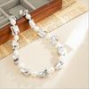 Geometric Punk Style Irregular CCB Necklace with Faux Pearls
