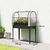 Raised Planter with Flip-Up Greenhouse Cover, Metal Raised Garden Bed On Legs with Drainage Hole, Black